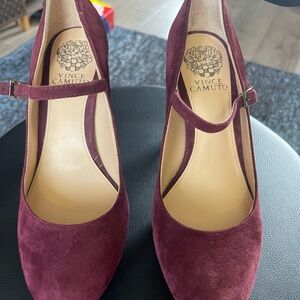 Vince Camuto Wine Suede Mary Jane Heels